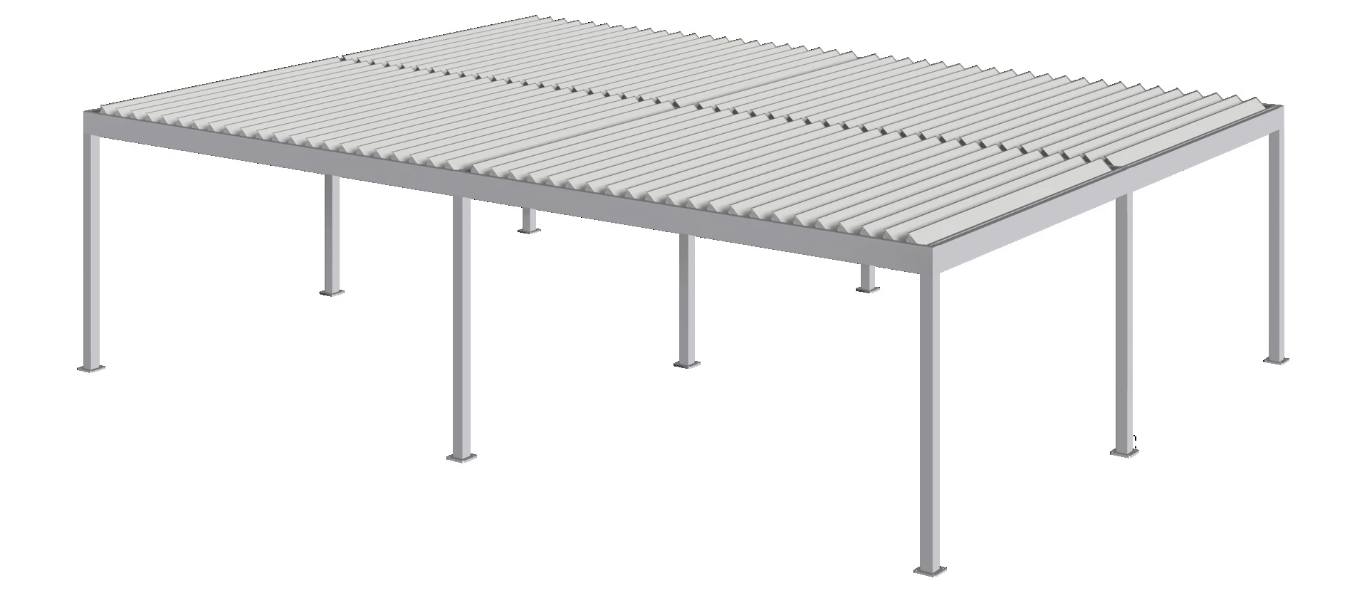 Moderne Pergola aus Metall mit verstellbaren Lamellen